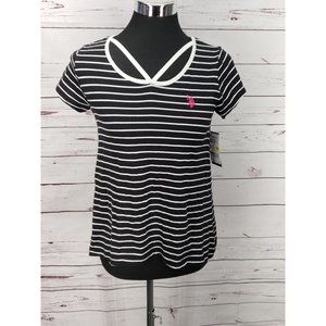 US Polo Assc ‎ Black and White Size 10/12 Striped Tee